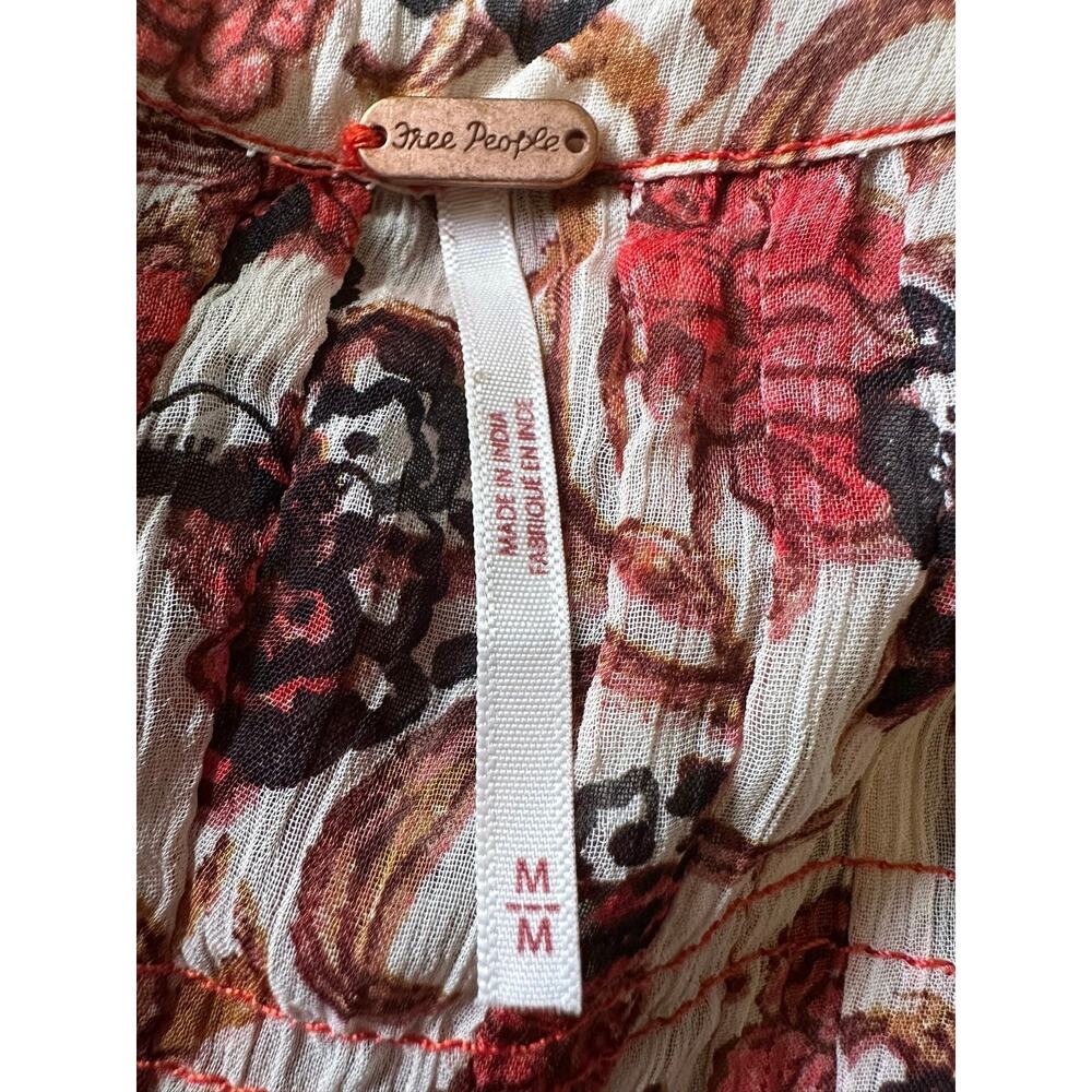 Free People Bohemian Billowy Floral See It Through Maxi Dress Tea Combo Medium - Picture 12 of 14